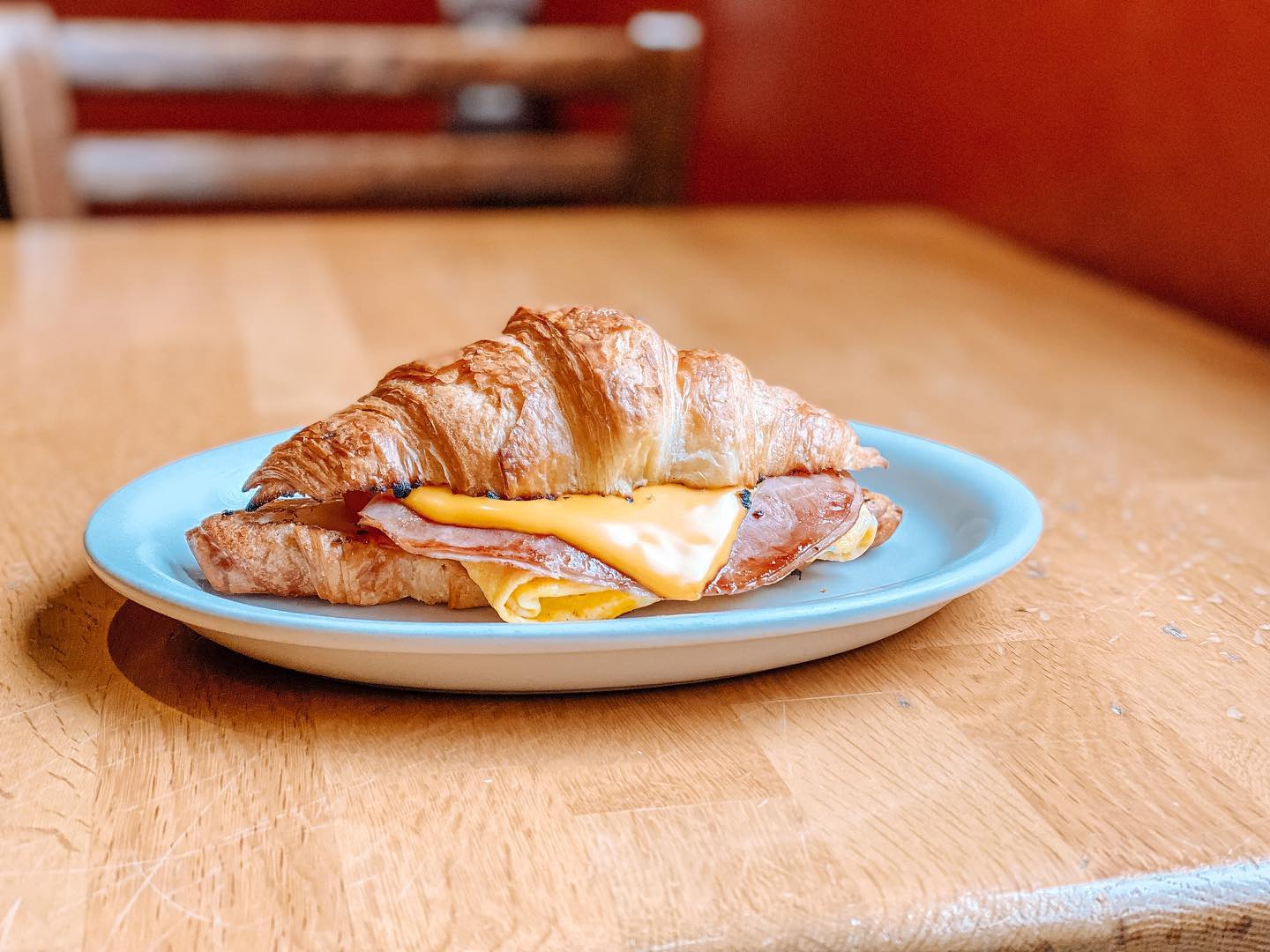 Ham egg and cheese croissant